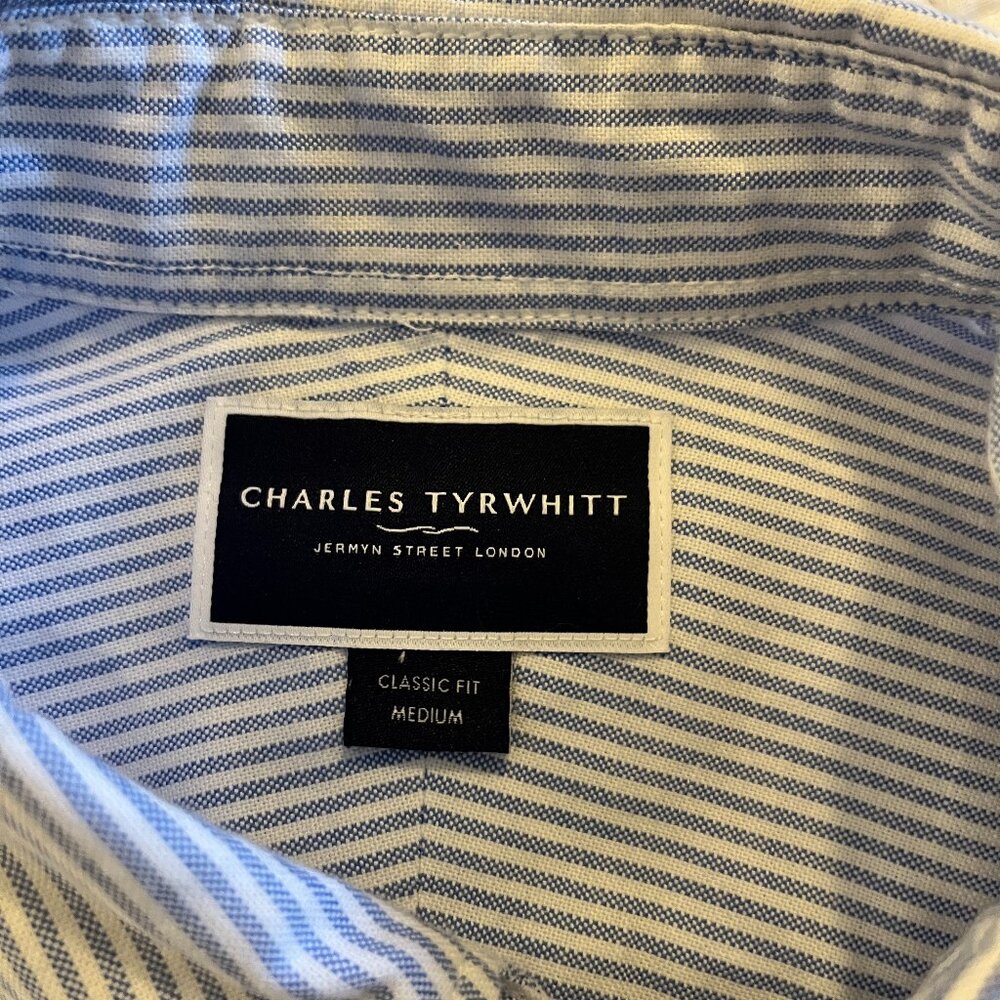 CHARLES TYRWHITT MEN'S MEDIUM 100% COTTON LS DRESS SHIRT